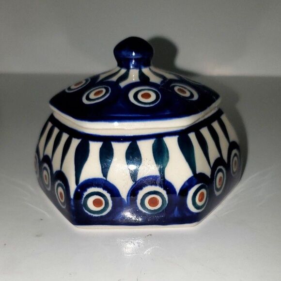 A Boleslawcu Polish Hand Made Ceramic Pottery Trinket Dish Home Decor Signed - Picture 4 of 9